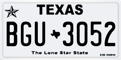 TX license plate BGU3052
