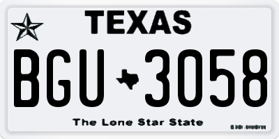TX license plate BGU3058