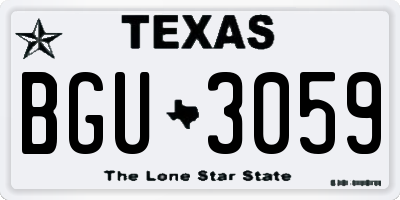 TX license plate BGU3059