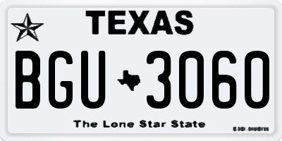 TX license plate BGU3060