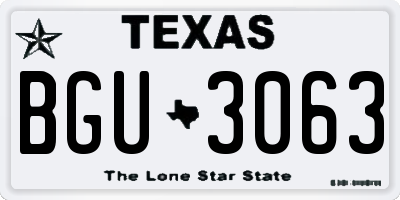 TX license plate BGU3063