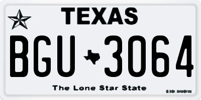 TX license plate BGU3064