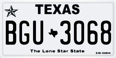 TX license plate BGU3068