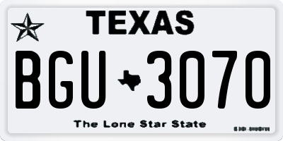 TX license plate BGU3070