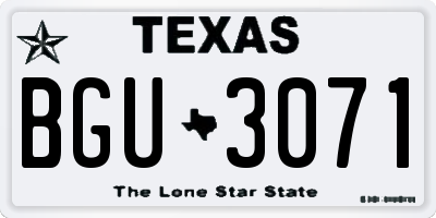 TX license plate BGU3071