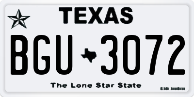 TX license plate BGU3072