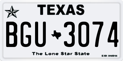 TX license plate BGU3074