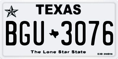 TX license plate BGU3076