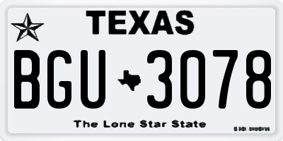 TX license plate BGU3078