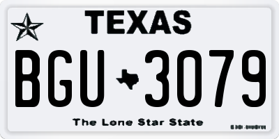 TX license plate BGU3079