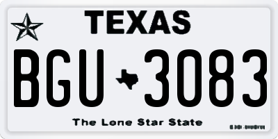 TX license plate BGU3083