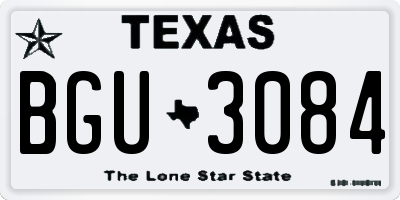 TX license plate BGU3084
