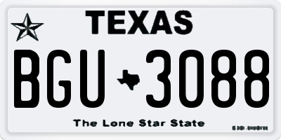 TX license plate BGU3088