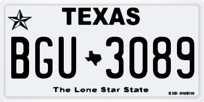 TX license plate BGU3089