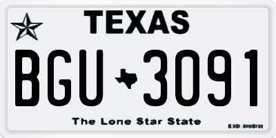 TX license plate BGU3091