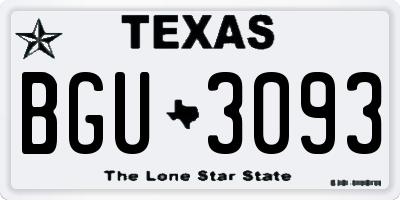 TX license plate BGU3093