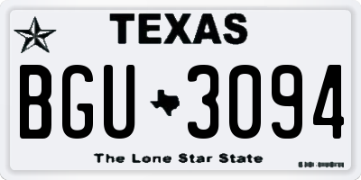 TX license plate BGU3094