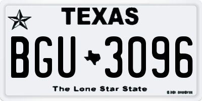 TX license plate BGU3096