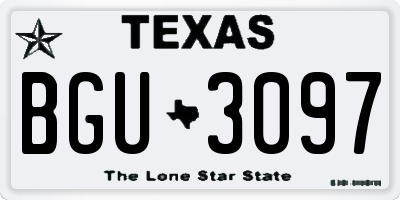 TX license plate BGU3097