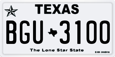 TX license plate BGU3100