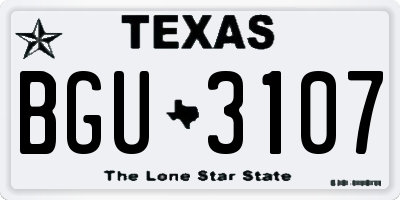 TX license plate BGU3107