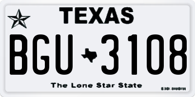 TX license plate BGU3108