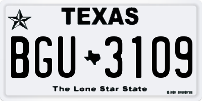 TX license plate BGU3109