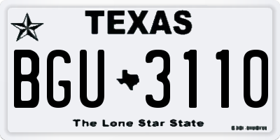 TX license plate BGU3110
