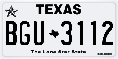 TX license plate BGU3112