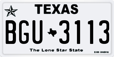TX license plate BGU3113