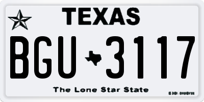 TX license plate BGU3117