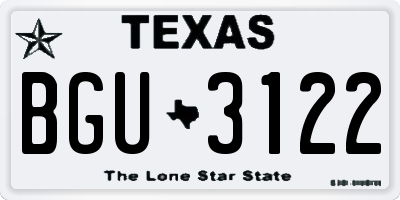 TX license plate BGU3122