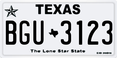 TX license plate BGU3123