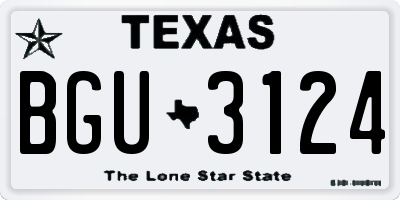 TX license plate BGU3124