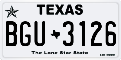 TX license plate BGU3126