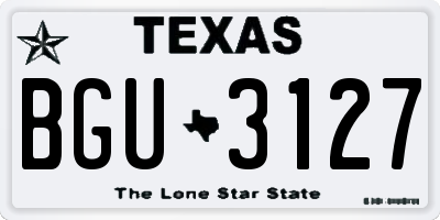 TX license plate BGU3127