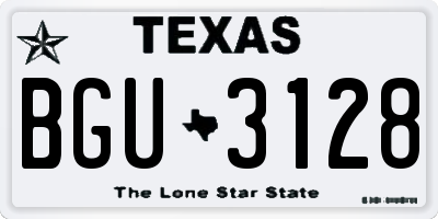 TX license plate BGU3128