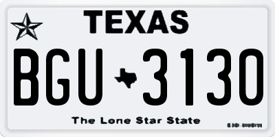 TX license plate BGU3130