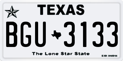 TX license plate BGU3133