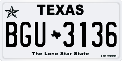 TX license plate BGU3136