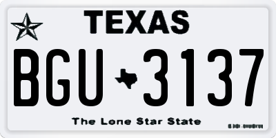 TX license plate BGU3137