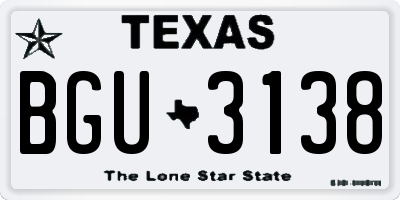 TX license plate BGU3138