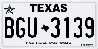 TX license plate BGU3139