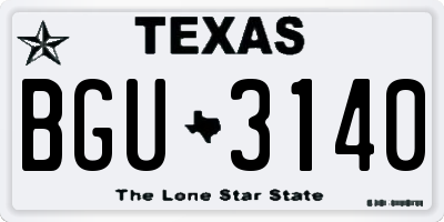 TX license plate BGU3140