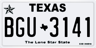 TX license plate BGU3141