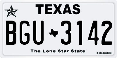 TX license plate BGU3142