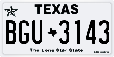 TX license plate BGU3143