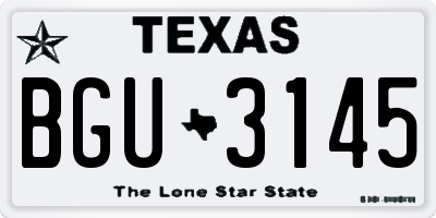 TX license plate BGU3145