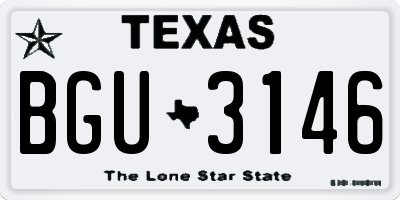 TX license plate BGU3146