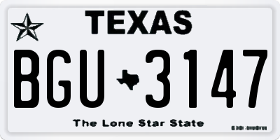 TX license plate BGU3147